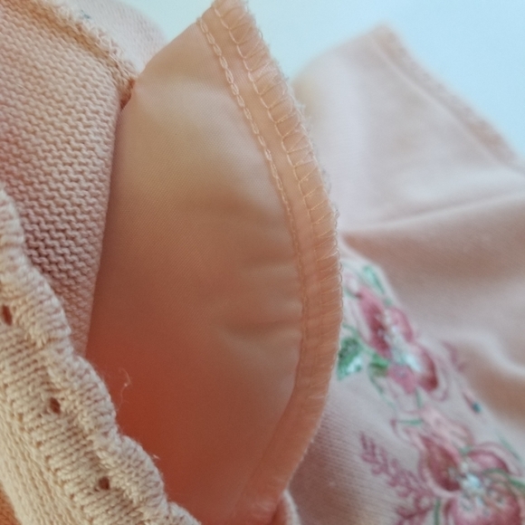 Alfred Dunner Petite‎ Large Peach Embroidered Floral Sweater V-neck Cottagecore - Picture 12 of 12